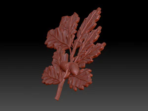 Oak Branch 3D Print Model