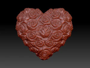 Cora&ccedil;&atilde;o em flores Modelo de Impressão 3D