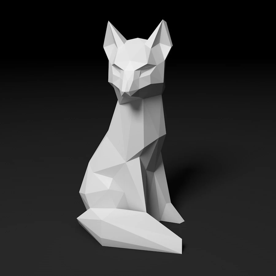 Low poly fox 3D Print Model .c4d .max .obj .3ds .fbx .stl .blend