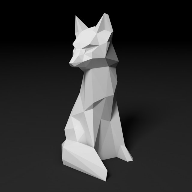 Low poly fox 3D Print Model in Figurines 3DExport