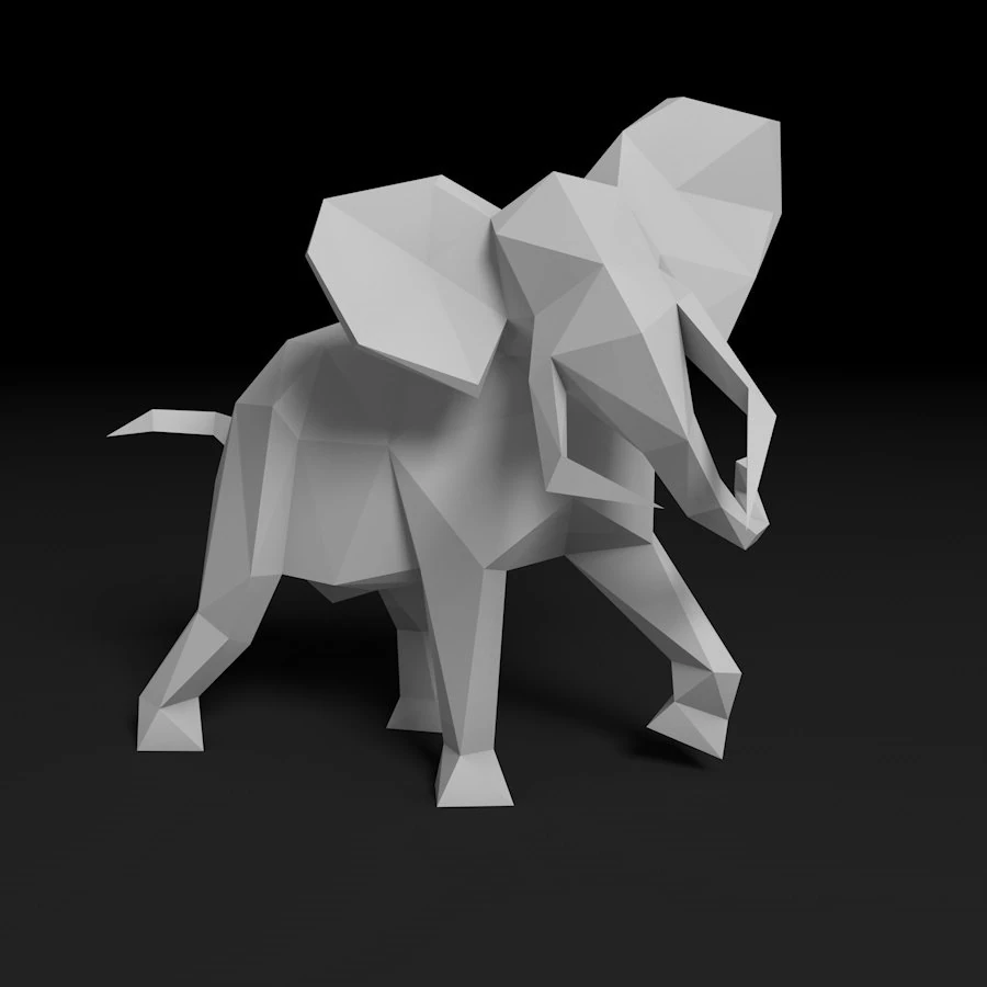 Low poly elephant 3D Print Model .c4d .max .obj .3ds .fbx .stl .blend 