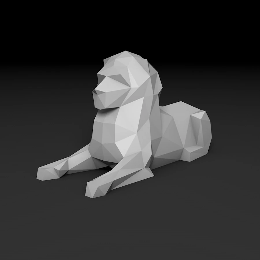 Leão Low Poly Modelo de Impressão 3D .c4d .max .obj .3ds .fbx .stl .blend