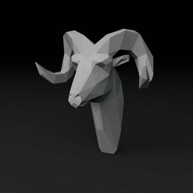 Low Poly head ram Modelo de Impressão 3D .c4d .max .obj .3ds .fbx .stl .blend