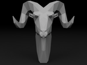 Low Poly head ram Modelo de Impressão 3D