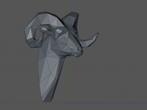 Low Poly head ram Modelo de Impressão 3D