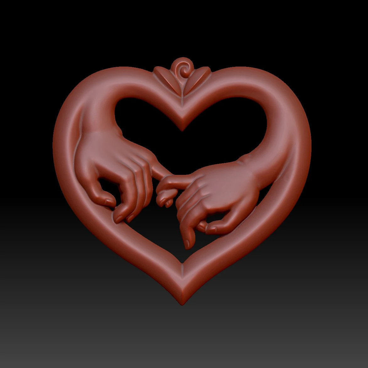 Heart with hands 3D Print Model .c4d .max .obj .3ds .fbx .stl .blend