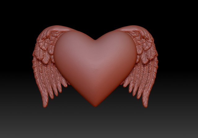 A heart with wings 3D 프린트 모델 .c4d .max .obj .3ds .fbx .stl .blend 