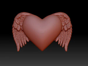 Um cora&ccedil;&atilde;o com asas Modelo de Impressão 3D