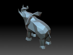 Low poly Elephant Model Cetak 3D