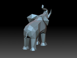 Low poly Elephant Model Cetak 3D