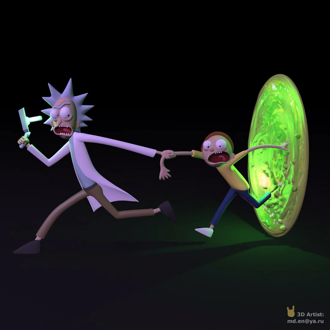 Rick ve Morty 3D Baskı Modeli .c4d .max .obj .3ds .fbx .stl .blend 