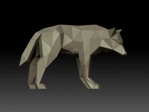 Low poly wolf 3D Print Model