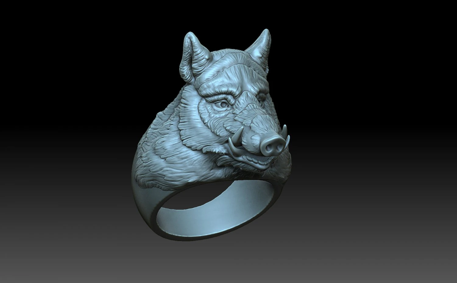 The Boar Ring 3D Print Model .c4d .max .obj .3ds .fbx .stl .blend