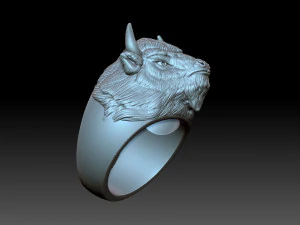 Bison Head Ring 3D Print Model