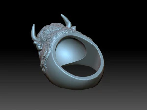 Bison Head Ring 3D Print Model