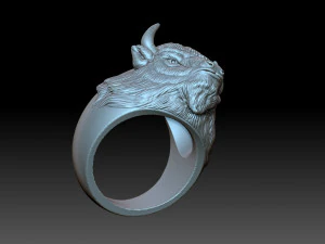 Bison Head Ring 3D Print Model