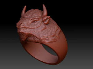 Bison Head Ring 3D Print Model