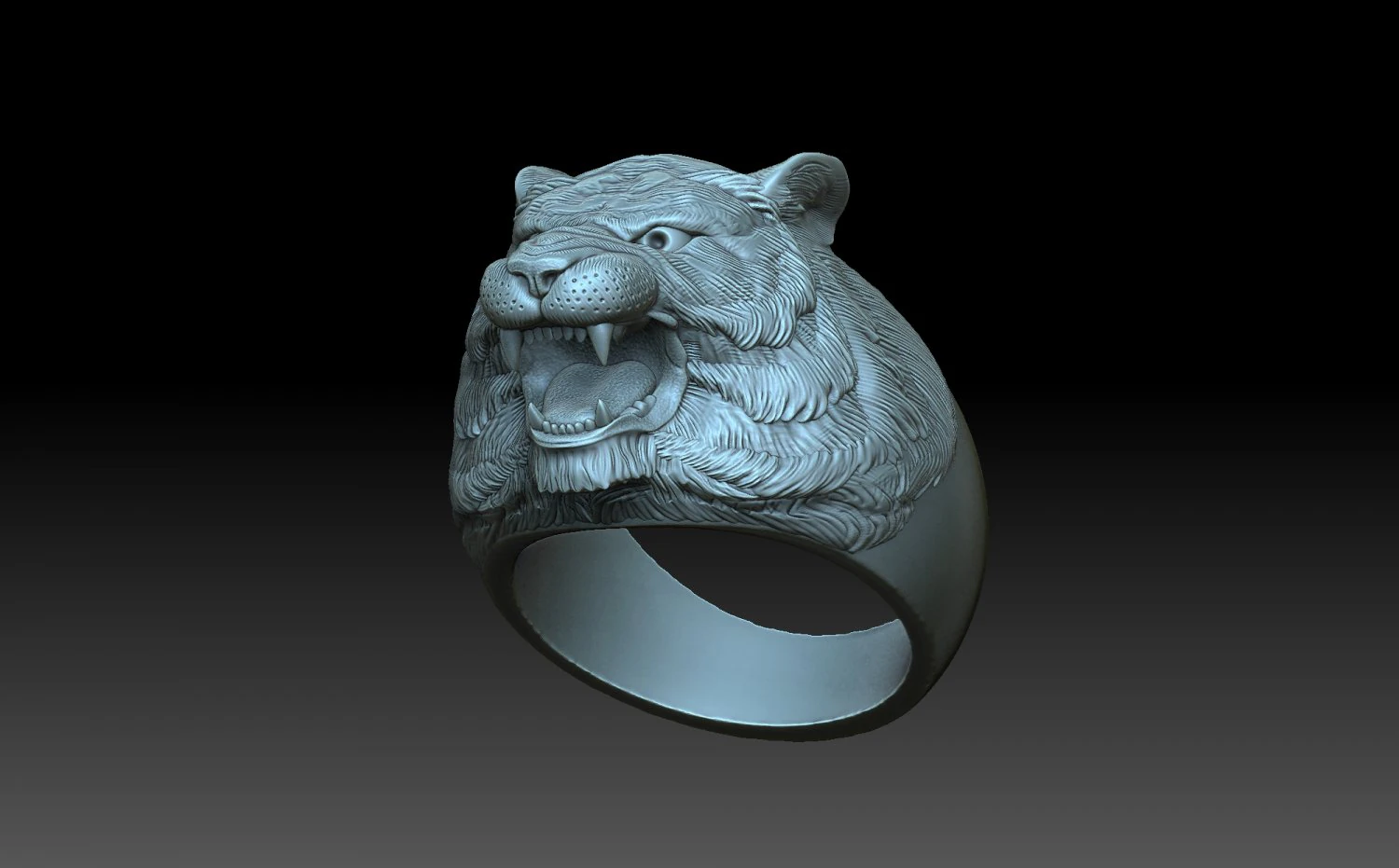 Tiger ring 3D Print Model .c4d .max .obj .3ds .fbx .stl .blend 