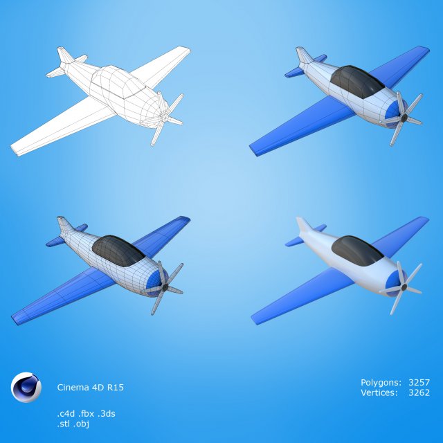Plane 3D Модель .c4d .max .obj .3ds .fbx .stl .blend 