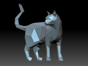 Low poly cat Model Cetak 3D
