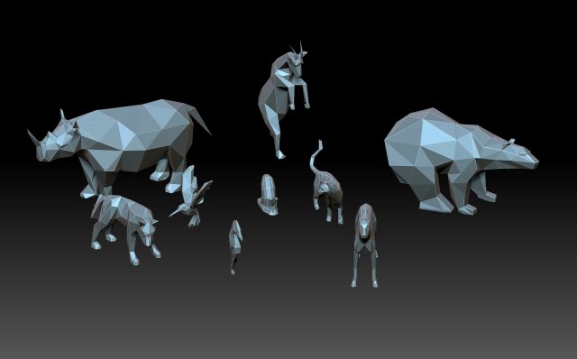 Set low poly animals collection 3D Принт Модель .c4d .max .obj .3ds .fbx .stl .blend 