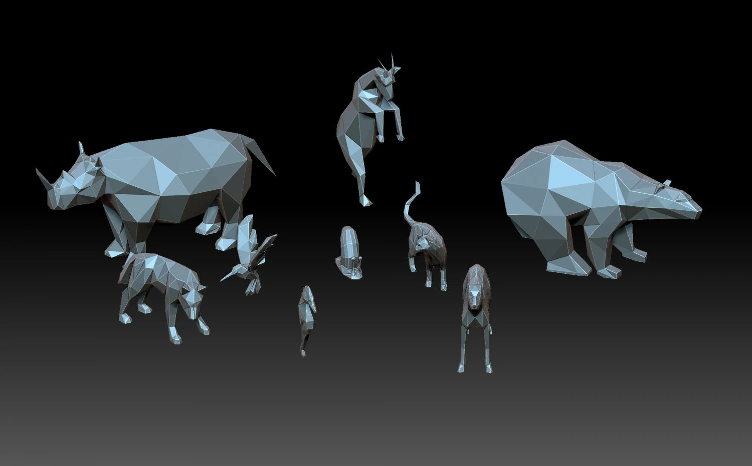 Set low poly animals collection 3D Print Model .c4d .max .obj .3ds .fbx .stl .blend