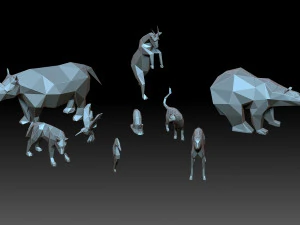 Set low poly animals collection 3Dプリントモデル