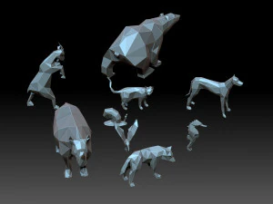 Set low poly animals collection 3D Print Model