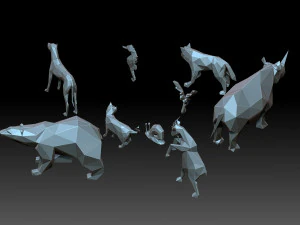 Set low poly animals collection 3D Print Model