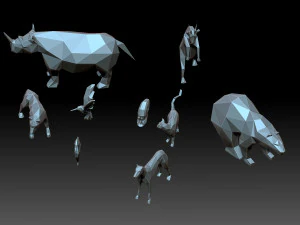 Set low poly animals collection 3D Print Model
