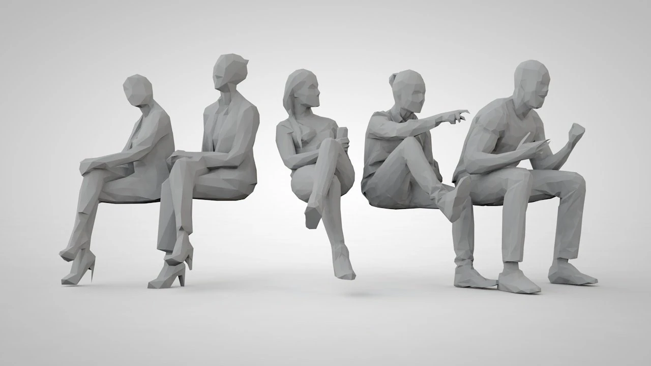 Low poly people 3D Print Model .c4d .max .obj .3ds .fbx .stl .blend 