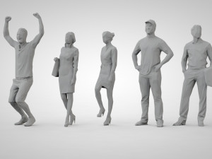 Low poly people Modèles 3D en vedette