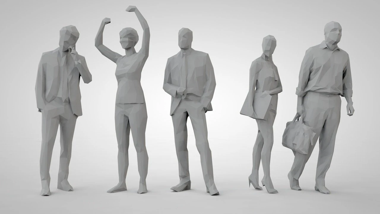 Low poly people 3D Print Model .c4d .max .obj .3ds .fbx .stl .blend 