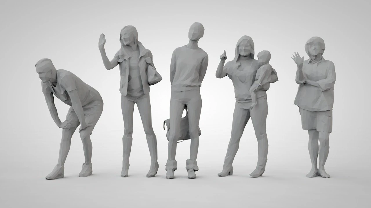 Low poly people 3D Print Model .c4d .max .obj .3ds .fbx .stl .blend 