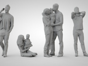 Low poly people Modèles 3D en vedette