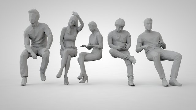 Low poly people 3D-printmodel .c4d .max .obj .3ds .fbx .stl .blend 