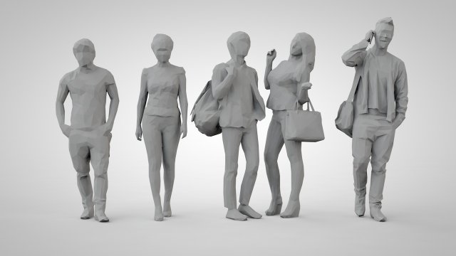 Low poly people Modèles 3D en vedette .c4d .max .obj .3ds .fbx .stl .blend 