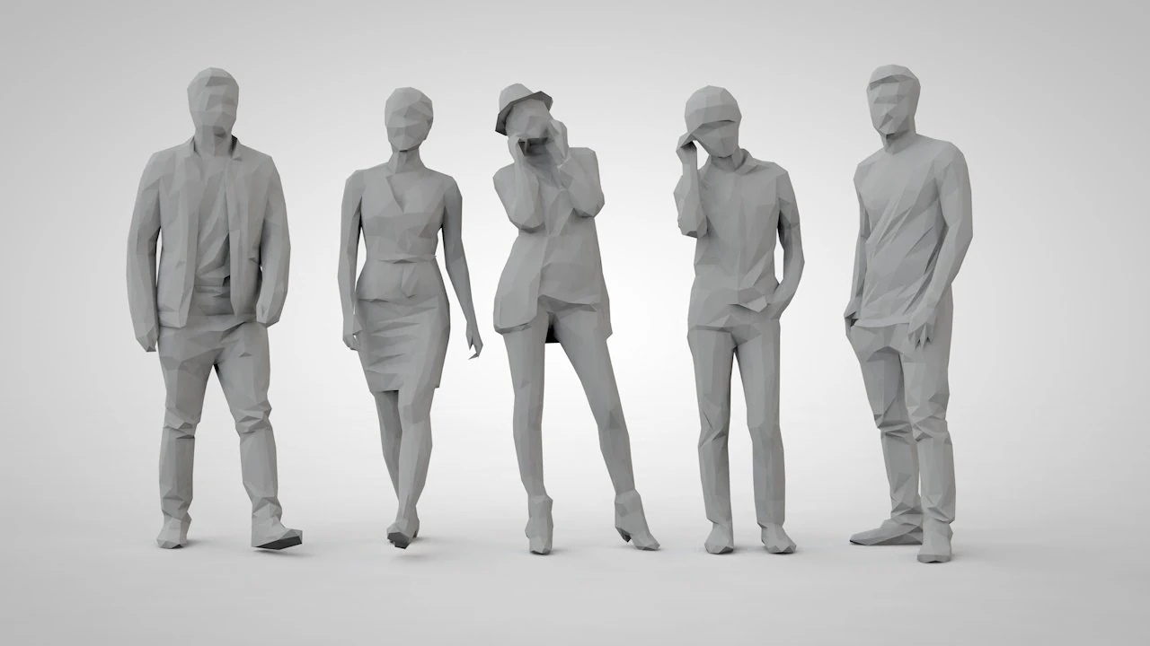 Low poly people 3D Print Model .c4d .max .obj .3ds .fbx .stl .blend 