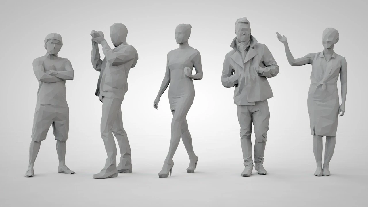 Low poly people 3D Print Model .c4d .max .obj .3ds .fbx .stl .blend 