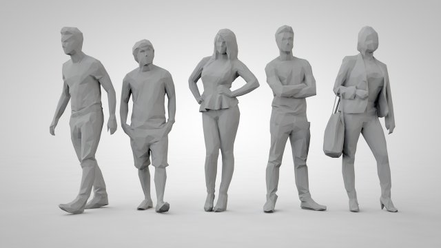 Low poly people 3Dプリントモデル .c4d .max .obj .3ds .fbx .stl .blend 