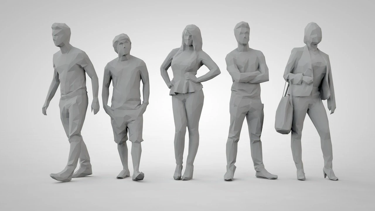 Low poly people 3D Print Model .c4d .max .obj .3ds .fbx .stl .blend