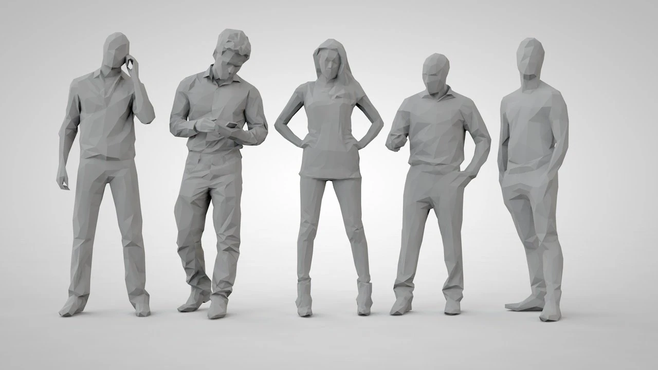 Low poly people 3D Print Model .c4d .max .obj .3ds .fbx .stl .blend 