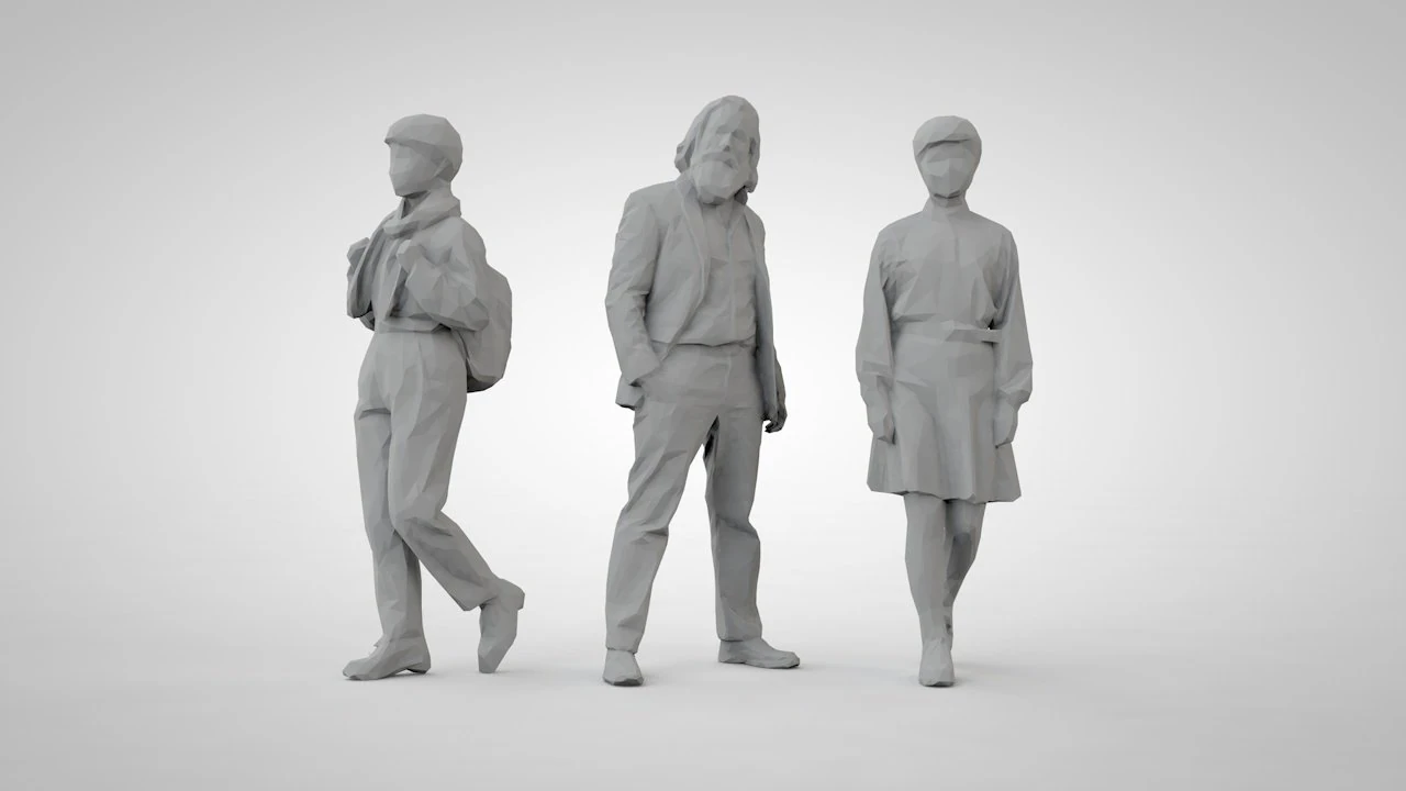 Low poly people 3D Print Model .c4d .max .obj .3ds .fbx .stl .blend 