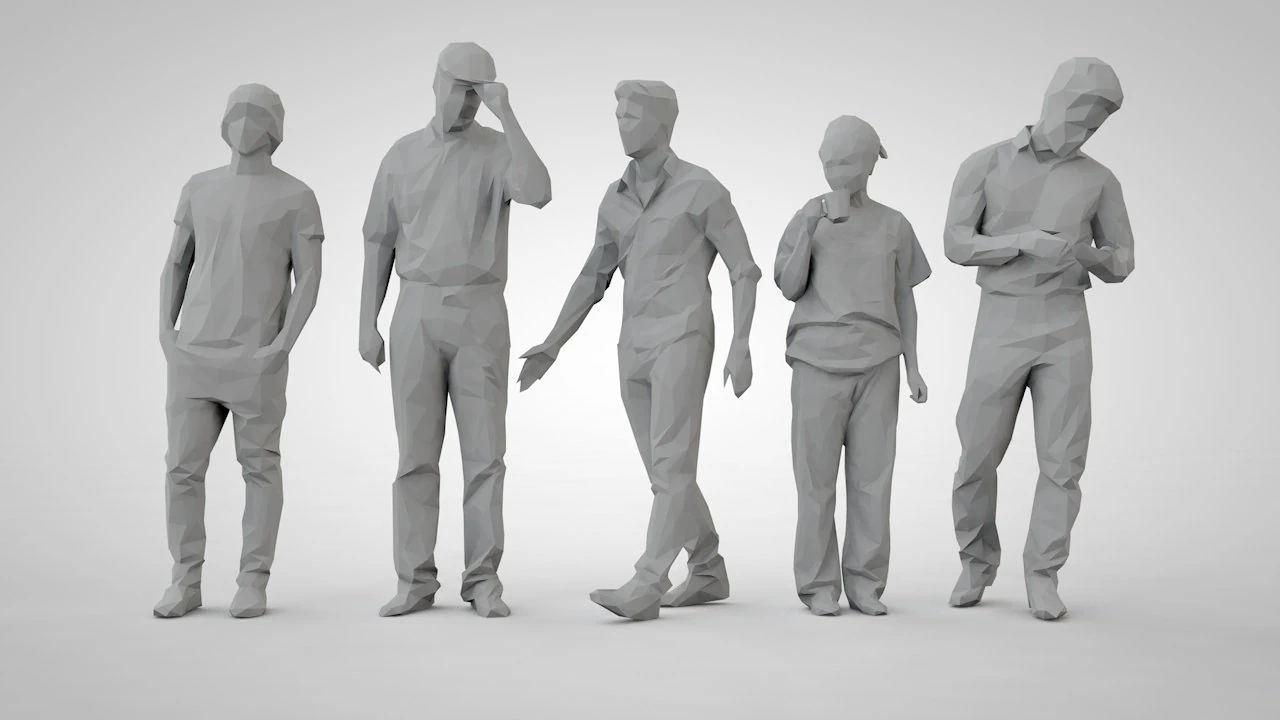 Low poly people 3D Print Model .c4d .max .obj .3ds .fbx .stl .blend 