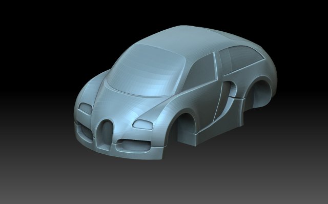 Stylized Bugatti 3D प्रिंट मॉडल .c4d .max .obj .3ds .fbx .stl .blend 