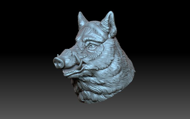 Boar head 3D Print Model .c4d .max .obj .3ds .fbx .stl .blend 