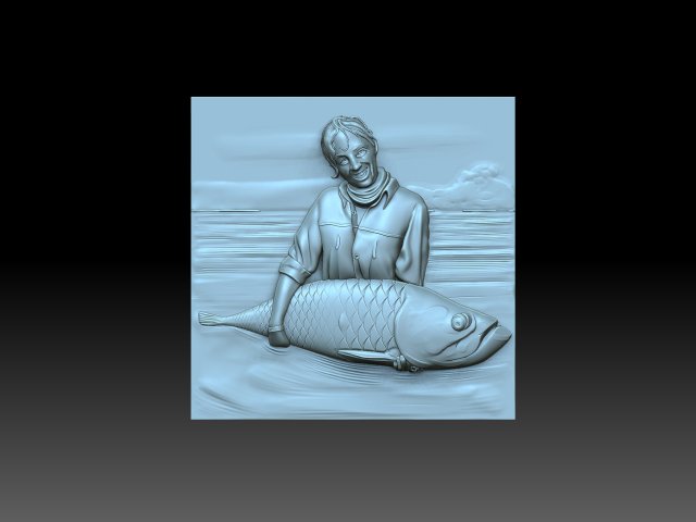 Girl and fish 3D 打印模型 .c4d .max .obj .3ds .fbx .stl .blend 
