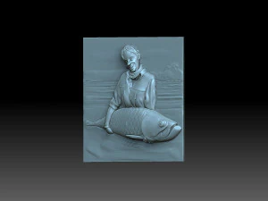 Girl and fish 3D Print Model