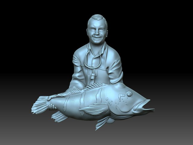 Fisherman 3D Print Model .c4d .max .obj .3ds .fbx .stl .blend 