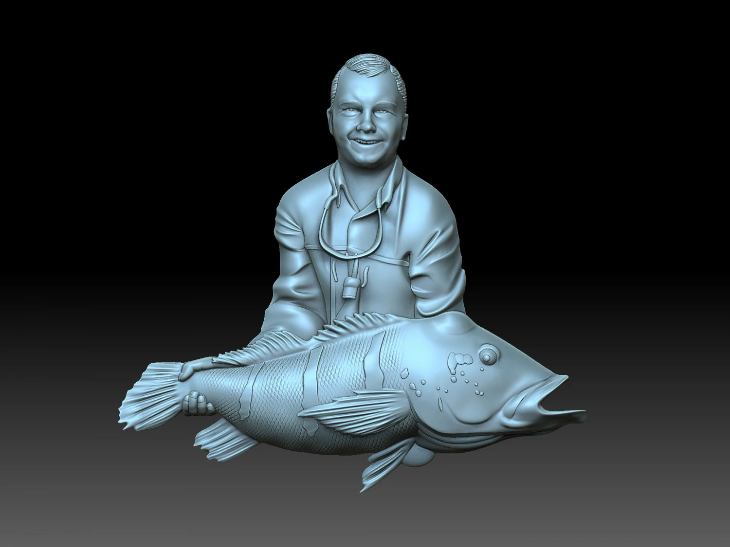 Fisherman 3D Print Model .c4d .max .obj .3ds .fbx .stl .blend 